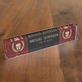 Dental Office - Red Marble, Black & Gold Naambordje (Zijkant)