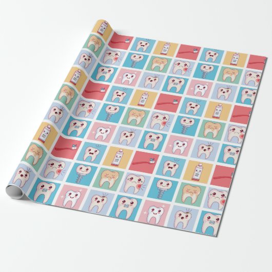 Dental Pattern Wrapping Paper Cadeaupapier (Uitgerold)