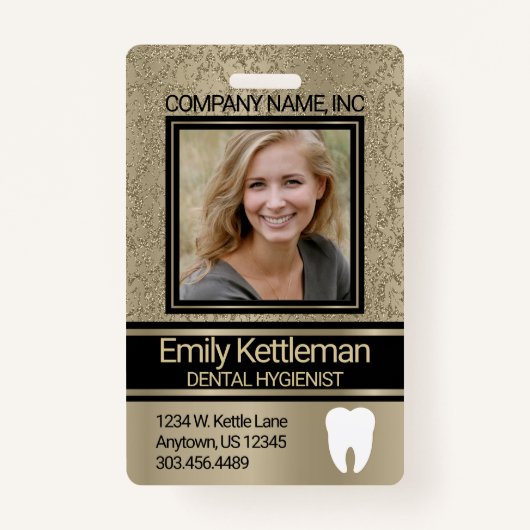 Dental Professional Photo Badge - Gold (Voorkant)