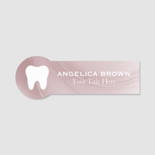 Dental - Roos Gold Marble - Aangepaste naam Label Naamplaatje (Voorkant)