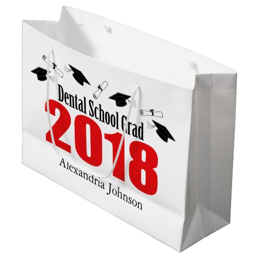 Dental School Afstudeerder 2018 Afstuderen Gift Ba Large Cadeautasje (Voorkant Gekanteld)
