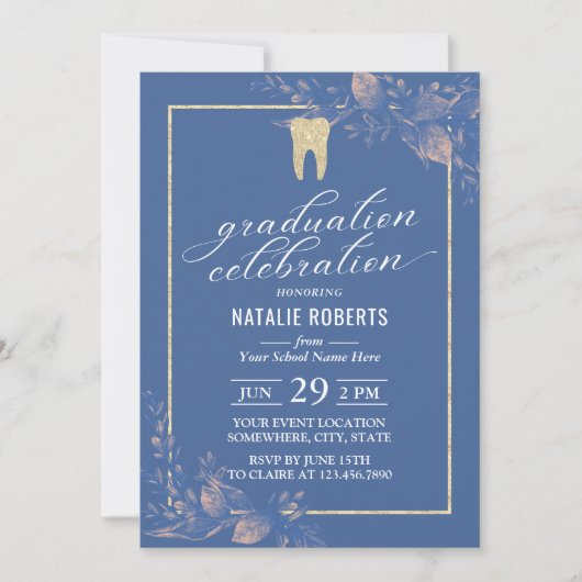 Dental School Afstuderen  Blue Botanical Kaart (Voorkant)