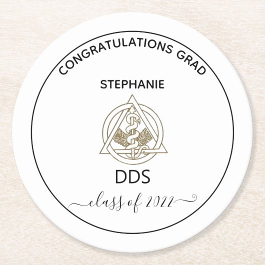 Dental School Caduceus Graduparty Ronde Kartonnen Onderzetter (Voorkant)