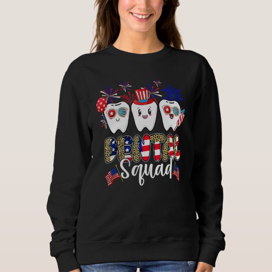 Dental Squad 4th Of July America Flag Patriotic De Trui (Voorkant)