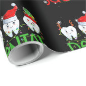 Dental Squad Dentist Funny Teeth Christmas Pajamas Cadeaupapier (Rol Hoek)