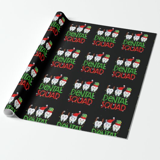 Dental Squad Dentist Funny Teeth Christmas Pajamas Cadeaupapier (Uitgerold)