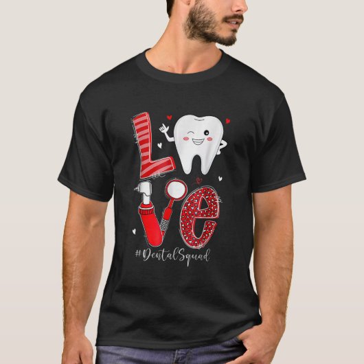Dental Squad Leopard Tooth Love Dentist Hygienist T-shirt (Voorkant)