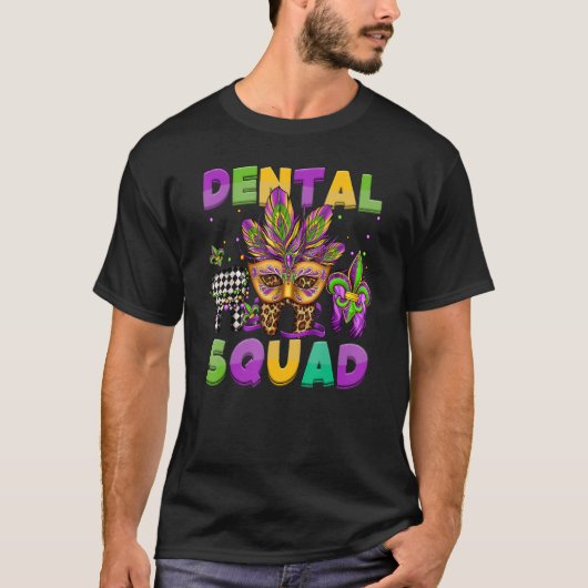 Dental Squad Mardi Gras Teeth Dental Assistant Fle T-shirt (Voorkant)