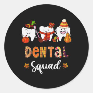 Dental Squad Pompoen Herfstbladeren Tand Tandarts Ronde Sticker