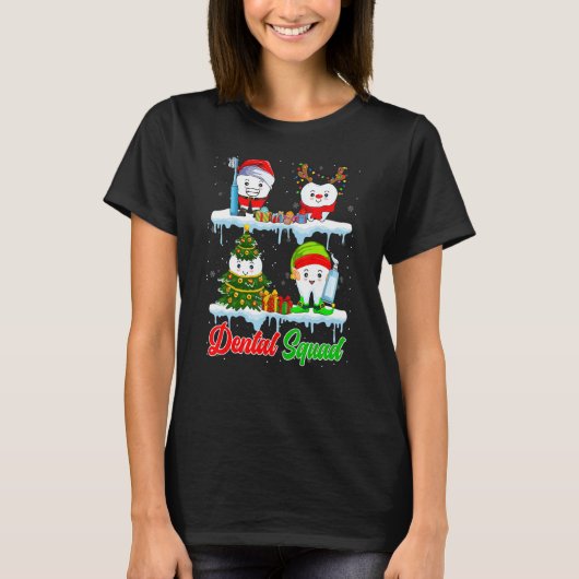 Dental Squad Santa Elf Reindeer Christmas Tree Tee T-shirt (Voorkant)