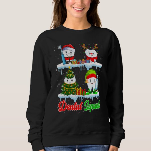Dental Squad Santa Elf Reindeer Christmas Tree Tee Trui (Voorkant)