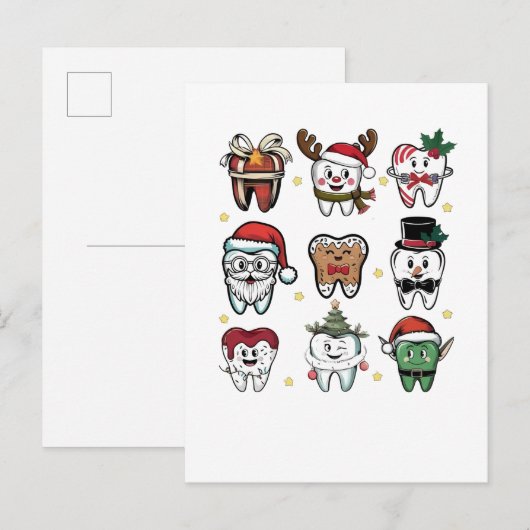 Dental Squad Tandarts Kerstvakantie Xmas  Uitnodiging Briefkaart (Voorkant / Achterkant)