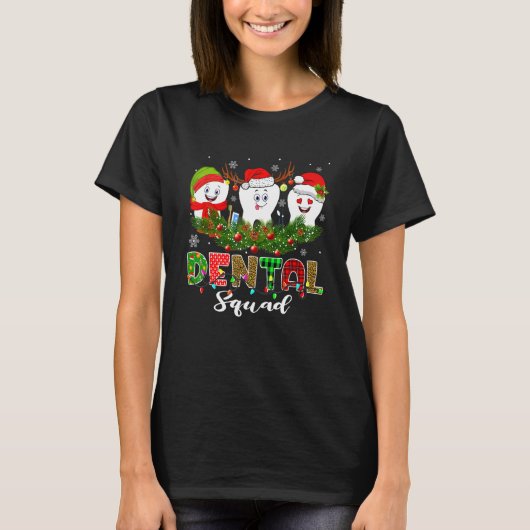 Dental Squad Teeth Santa Reindeer Christmas Pajam T-shirt (Voorkant)