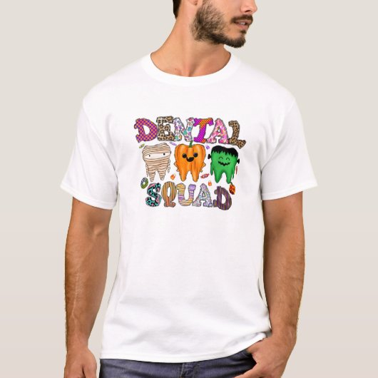 Dental Squad Tooth Leopard Halloween Dentist Spook T-shirt (Voorkant)