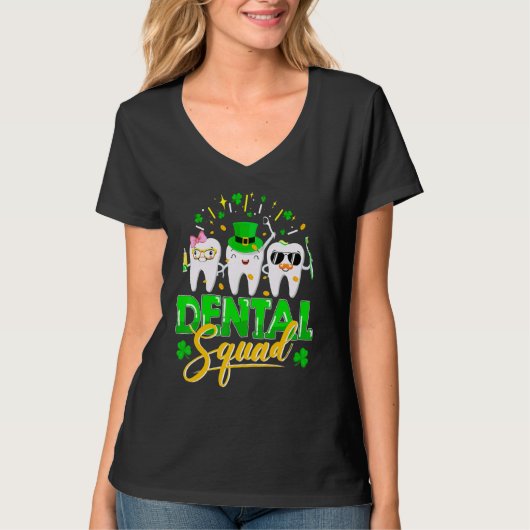 Dental Squad Tooth Leprechaun Pet Shamrock St Patr T-shirt (Voorkant)