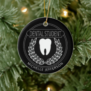 Dental 🦷 Student - Black, White and Silver Keramisch Ornament