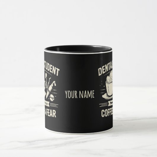 Dental Student Mug – Powered by Coffee & Fear Mok (Midden)