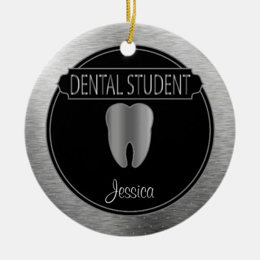Dental 🦷 Student - UpScale Black en Silver Keramisch Ornament (Voorkant)