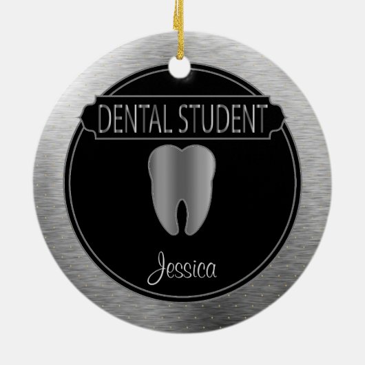 Dental 🦷 Student - UpScale Black en Silver Keramisch Ornament (Achterkant)