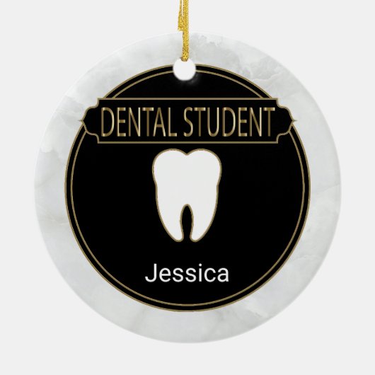 Dental 🦷 Student - White Marble Keramisch Ornament (Achterkant)