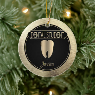 Dental 🦷 Student - zwart en goud Keramisch Ornament