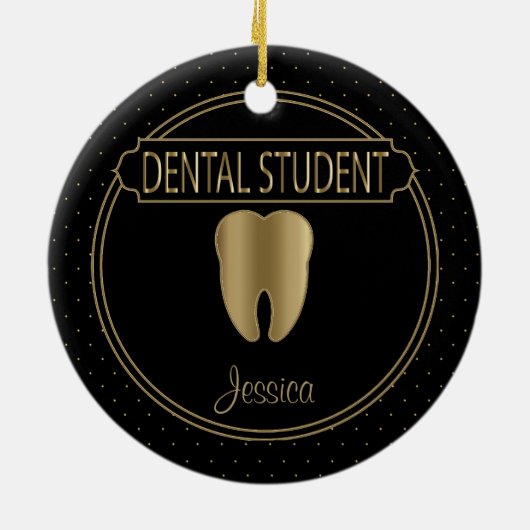 Dental 🦷 Student - zwart en goud Keramisch Ornament (Achterkant)