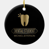 Dental 🦷 Student - zwart en goud Keramisch Ornament (Achterkant)