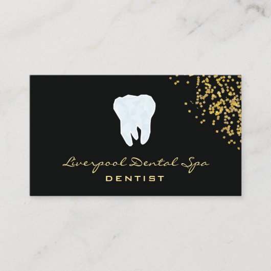 Dental Studio Logo ​ Dentist Black Glitter Gold Visitekaartje (Voorkant)
