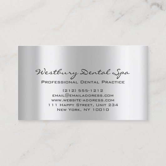 Dental Studio Smile Logo Silver Grey Metallic Visitekaartje (Achterkant)