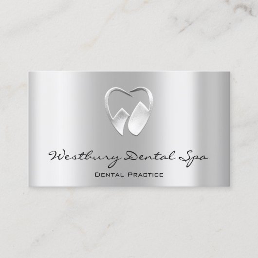 Dental Studio Smile Logo Silver Grey Metallic Visitekaartje (Voorkant)