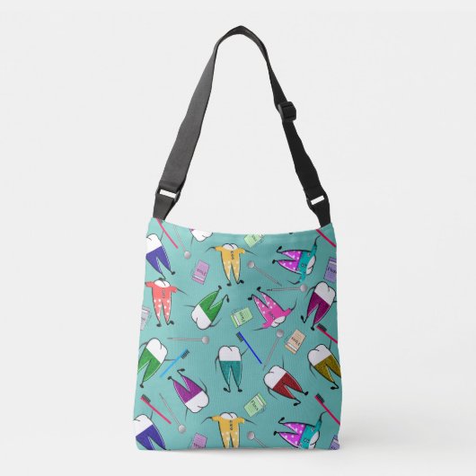 Dental Teeth People Art Seafoam Green Crossbody Tas (Voorkant)