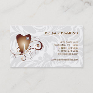 Dental Visitekaartje Diamond Tooth Logo Brown 2 Afsprakenkaartje
