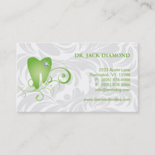 Dental Visitekaartje Diamond Tooth Logo Green 2 Afsprakenkaartje