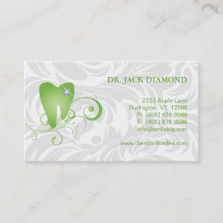 Dental Visitekaartje Diamond Tooth Logo Green 2 Afsprakenkaartje