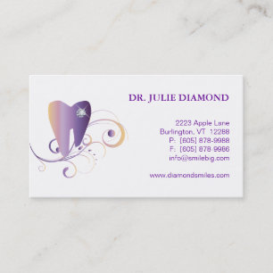 Dental Visitekaartje Diamond Tooth Logo Paars Ylw Afsprakenkaartje