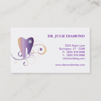 Dental Visitekaartje Diamond Tooth Logo Paars Ylw Afsprakenkaartje