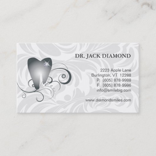 Dental Visitekaartje Diamond Tooth Logo Platinum 2 Afsprakenkaartje (Voorkant)