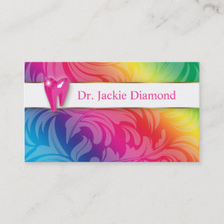 Dental Visitekaartje Tooth Logo Swirl Leaf Rainbow Afsprakenkaartje