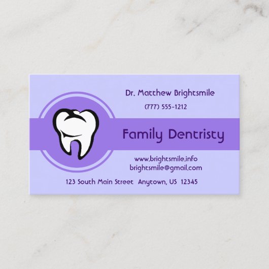 Dental White Tooth Bold Center Stripe Afsprakenkaartje (Voorkant)