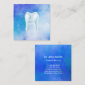 Dentale 3D Tandblauw-Waterverf Vierkante Visitekaartje (Voorkant / Achterkant)