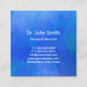 Dentale 3D Tandblauw-Waterverf Vierkante Visitekaartje (Achterkant)