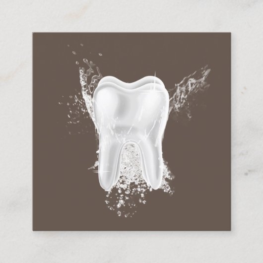 Dentale 3D Tooth Professional Brown Dentist Kantoo Vierkante Visitekaartje (Voorkant)