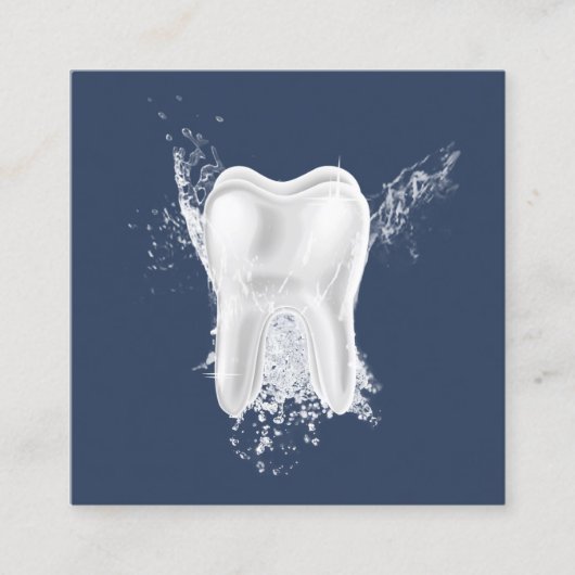 Dentale 3D Tooth Professional Navy Blue Dentist Vierkante Visitekaartje (Voorkant)