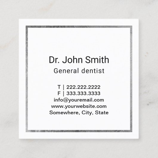 Dentale 3D Tooth Professional Navy Blue Dentist Vierkante Visitekaartje (Achterkant)