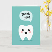 Dentale dank je kaart met schattige tand (Gele Bloem)