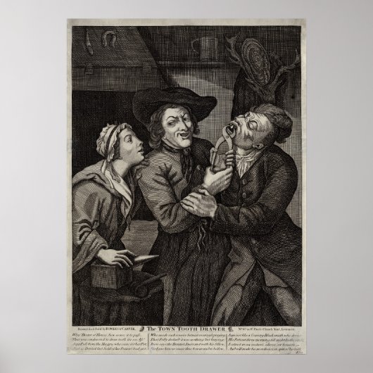 Dentale geschiedenis Funny Antiek Dentist Caricatu Poster (Voorkant)