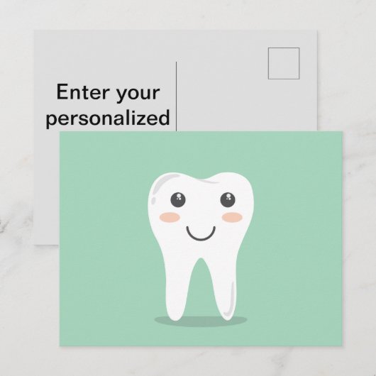 Dentale gezondheid - gelukkig, glimlachend tand briefkaart (Voorkant / Achterkant)