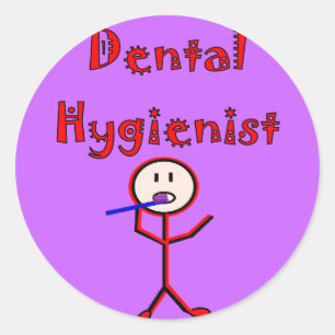 Dentale hygienist persoon met tandenborstel ronde sticker
