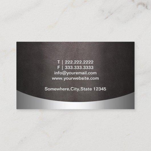 Dentale moderne leder- en metaaltandheelkundige ta visitekaartje (Achterkant)