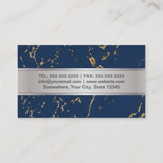 Dentale moderne marmer Gold Marble Silver Dentist Visitekaartje (Achterkant)